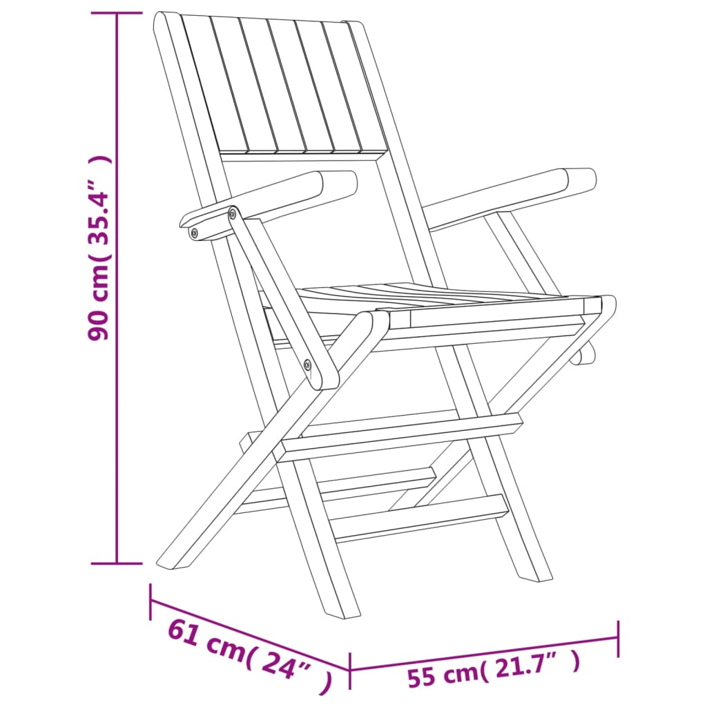 Tuinstoelen 8 st inklapbaar 47x61x90 cm massief teakhout