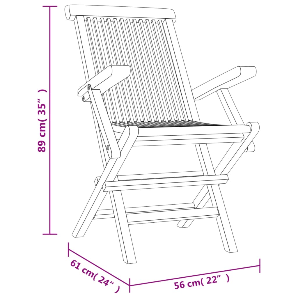 Tuinstoelen inklapbaar 8 st 56x61x89 cm massief teakhout grijs