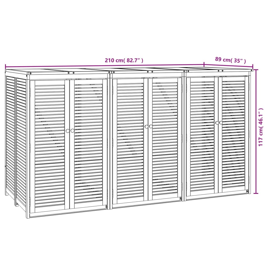 Afvalbakberging enkel 70x89x117 cm massief acaciahout