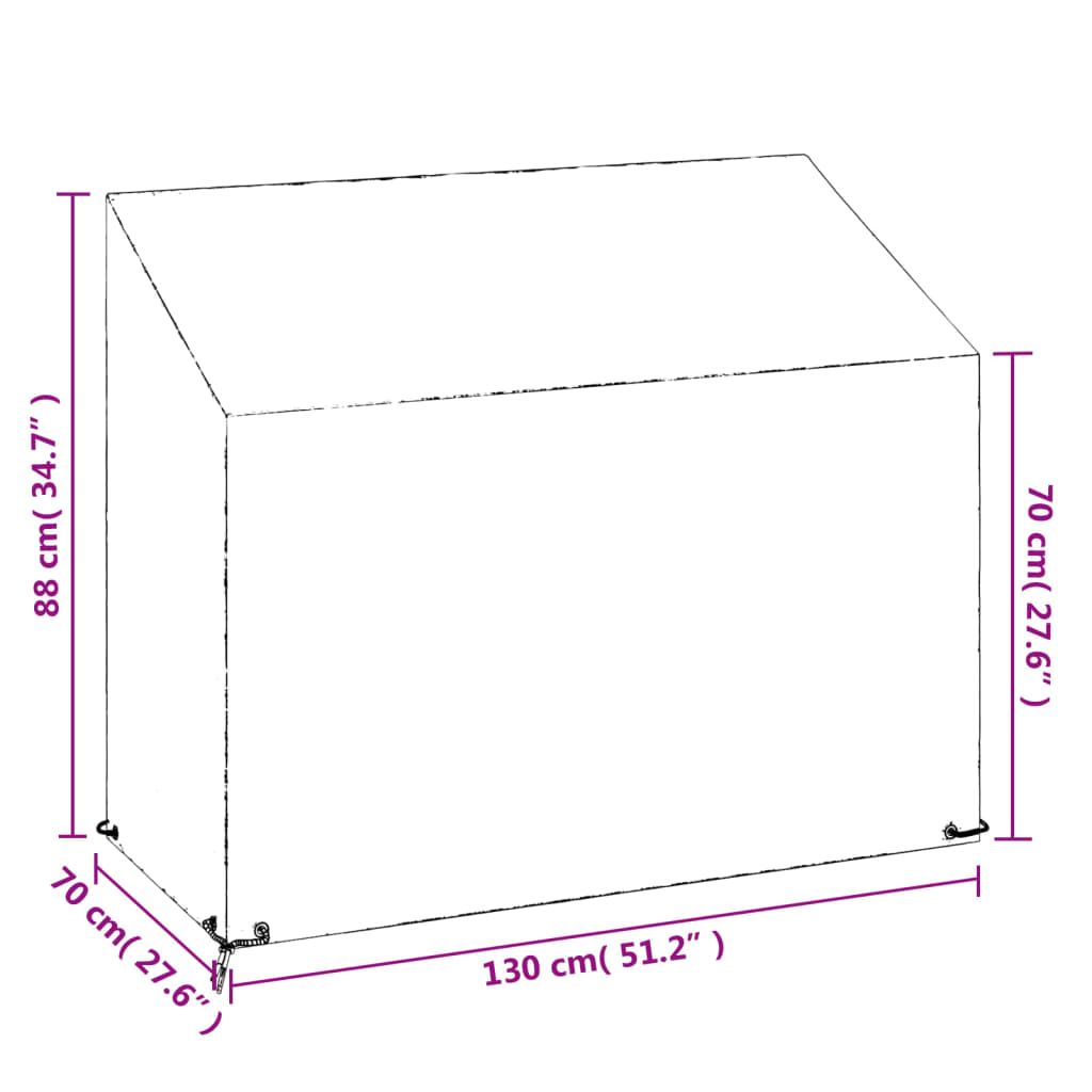 Tuinbankhoezen 2 st 8 oogjes 130x70x70/88 cm polyetheen