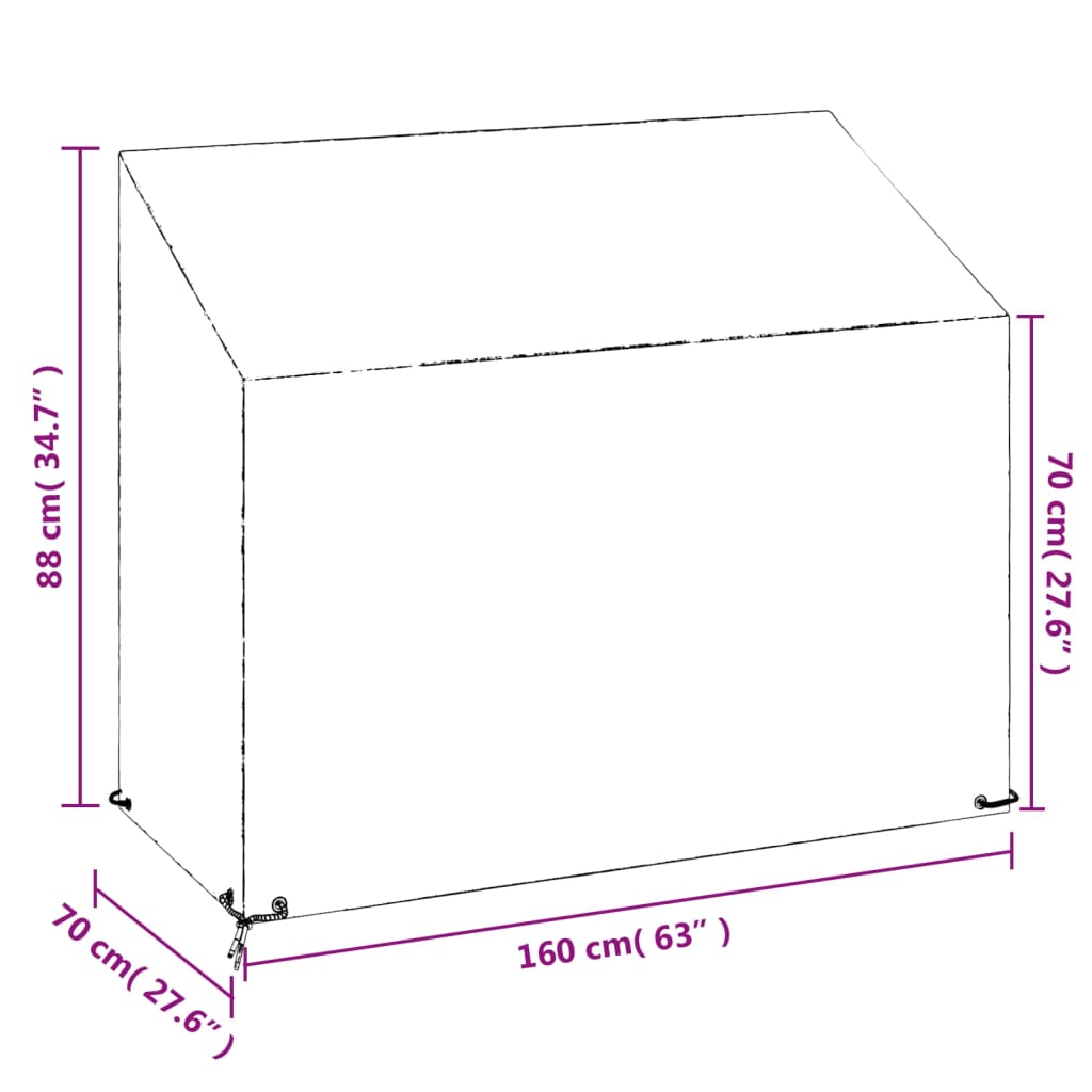 Tuinbankhoezen 2 st 8 oogjes 130x70x70/88 cm polyetheen