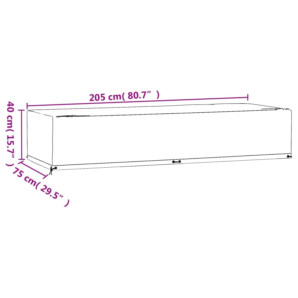 Ligbedhoezen 2 st met 12 oogjes 200x65x35/60 cm polyetheen