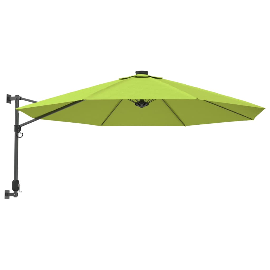 Wandparasol met LEDs 290 cm felrood