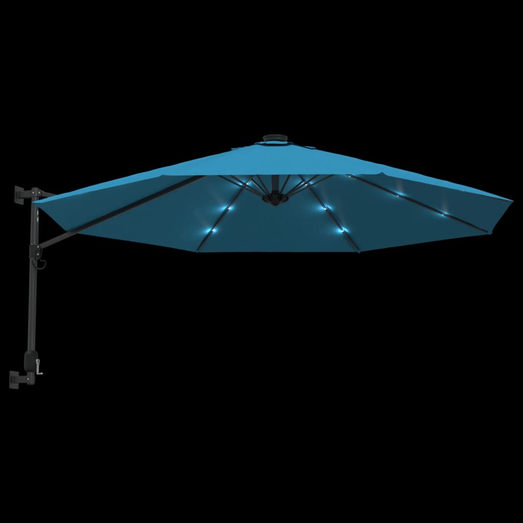 Wandparasol met LEDs 290 cm felrood