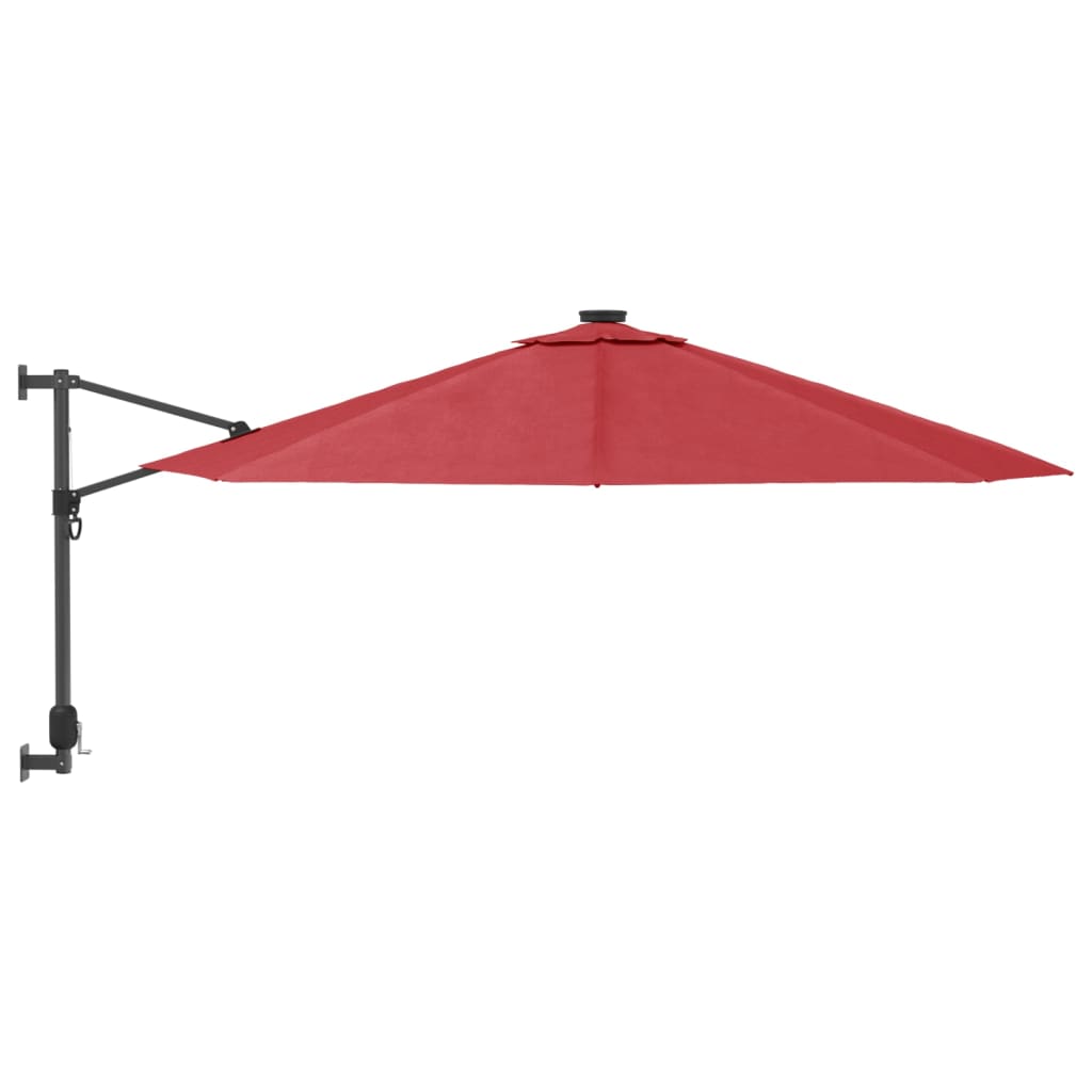 Wandparasol met LEDs 290 cm felrood