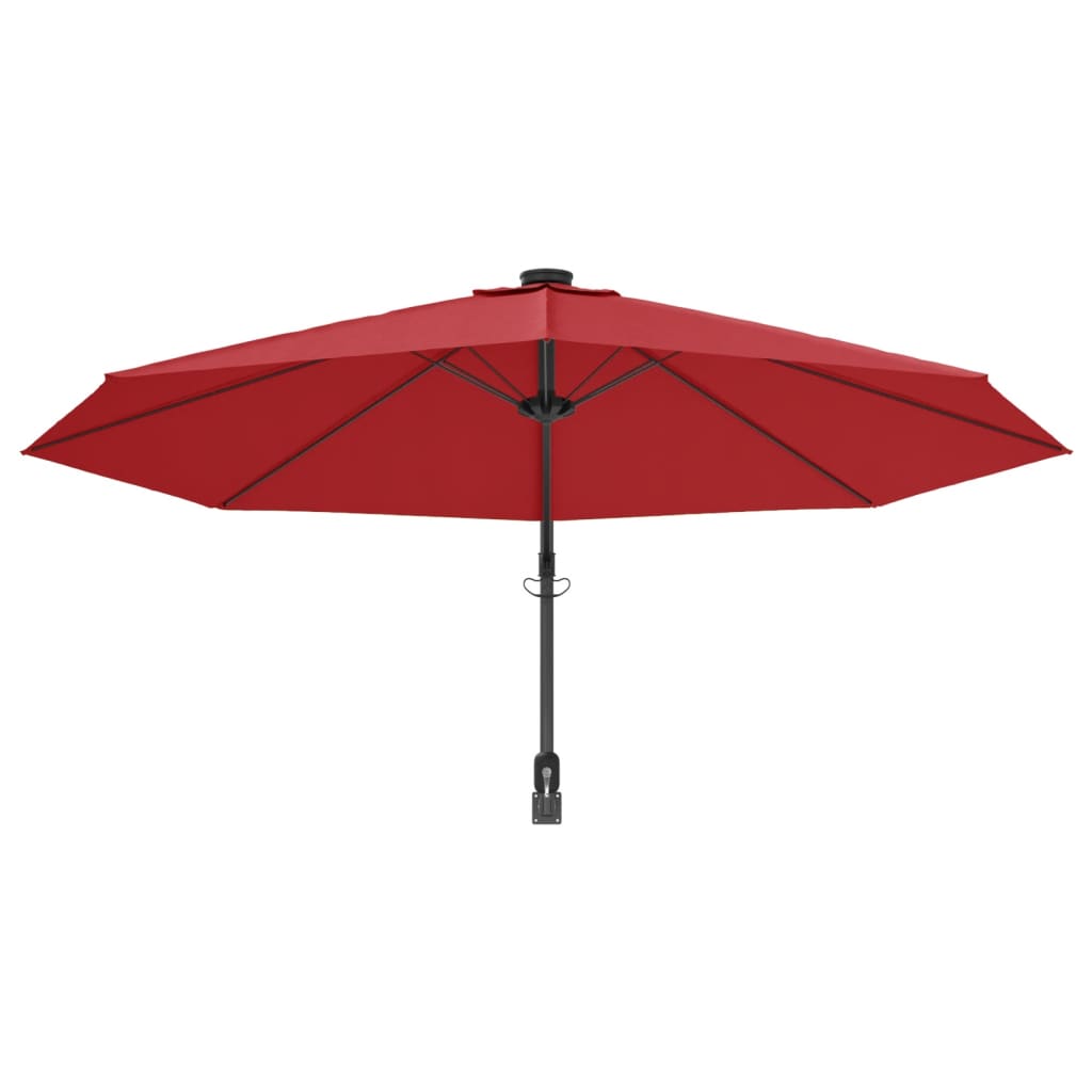 Wandparasol met LEDs 290 cm felrood