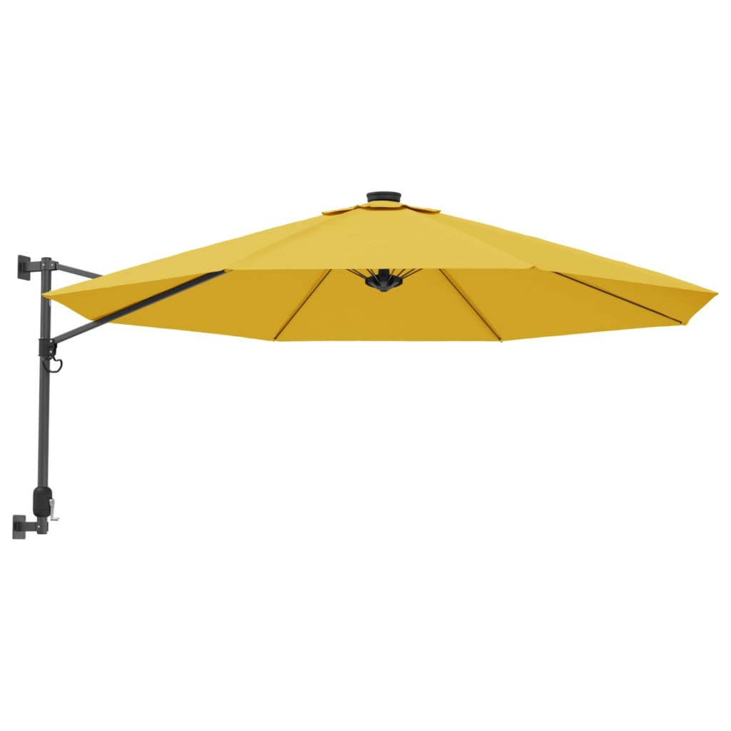 Wandparasol met LEDs 290 cm felrood