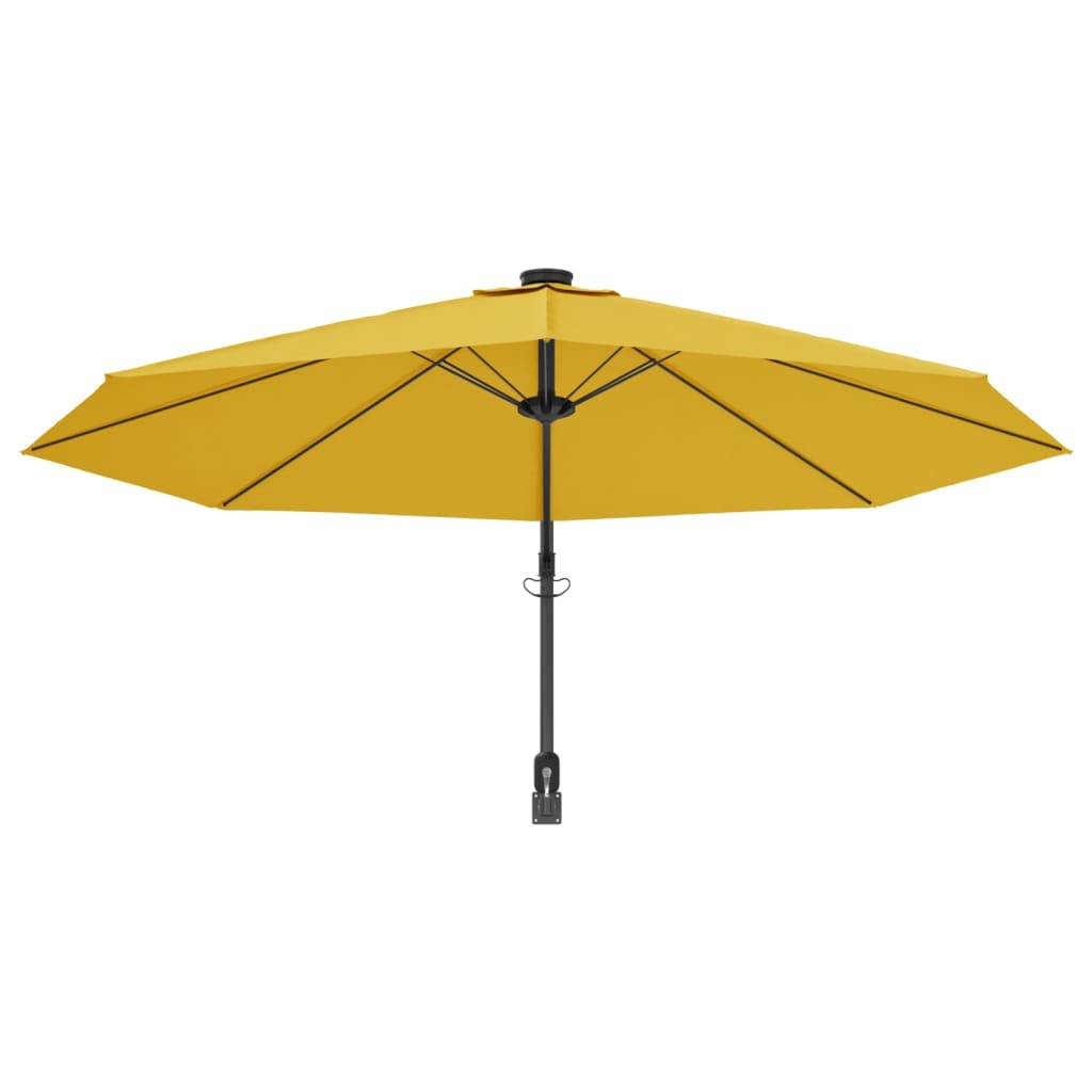 Wandparasol met LEDs 290 cm felrood