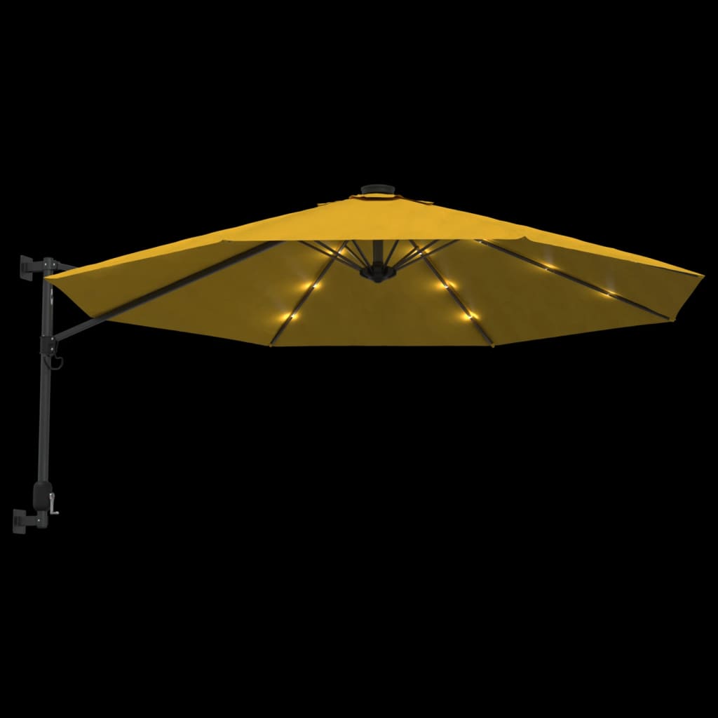 Wandparasol met LEDs 290 cm felrood