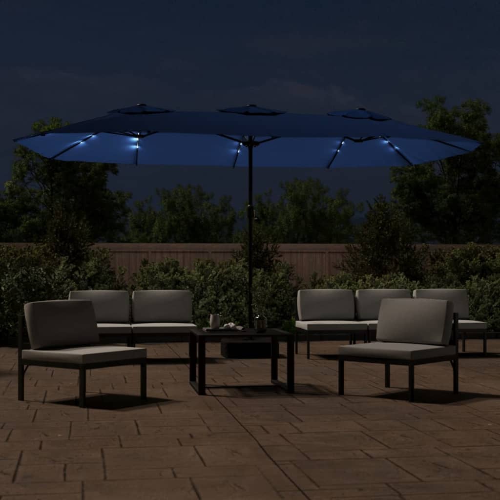 Parasol dubbel met LED 449x245 cm terracottakleurig