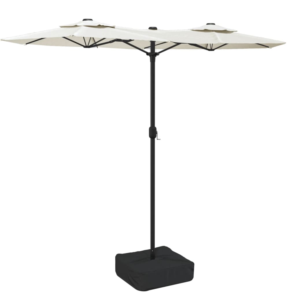 Parasol dubbel met LED's 316x240 cm azuurblauw