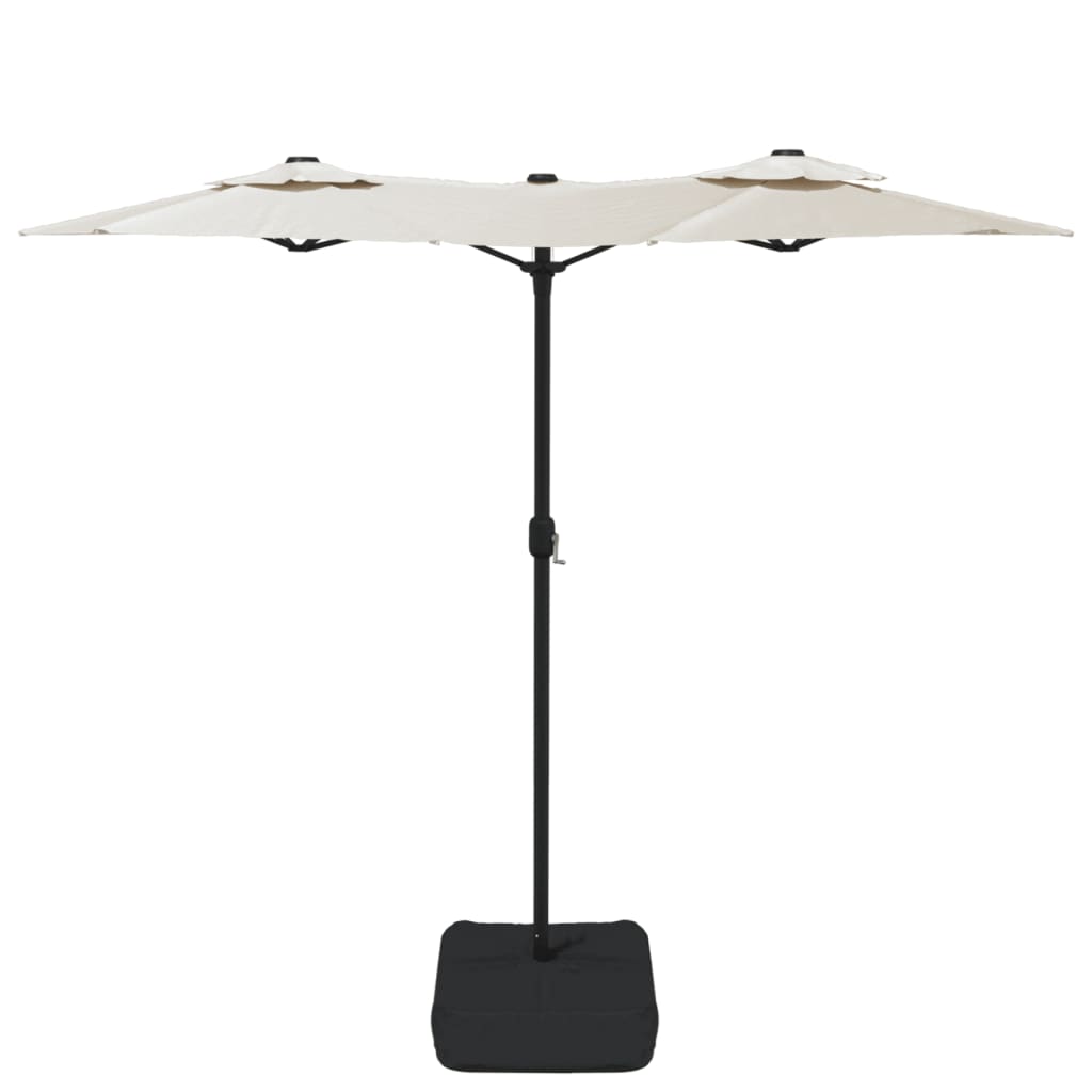 Parasol dubbel met LED's 316x240 cm azuurblauw