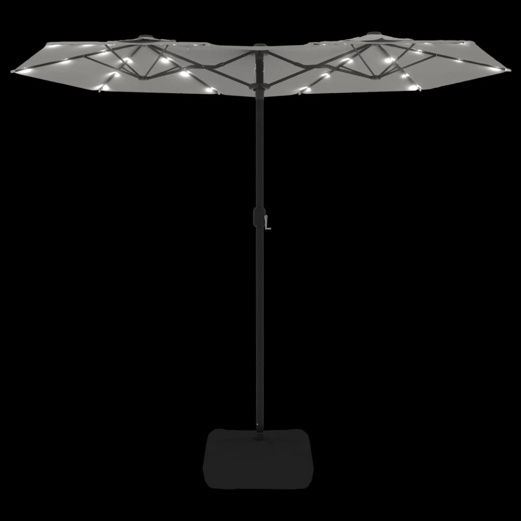 Parasol dubbel met LED's 316x240 cm azuurblauw