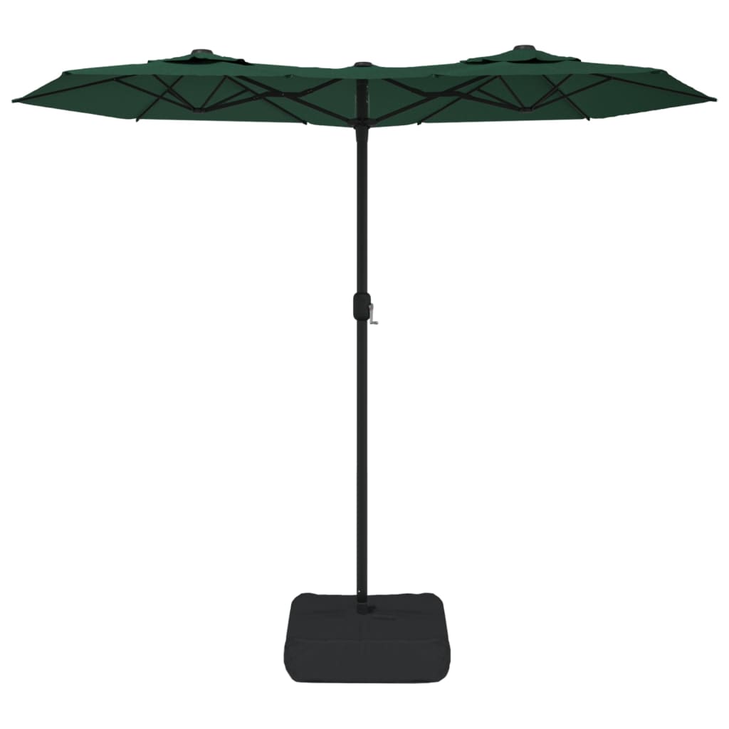 Parasol dubbel met LED's 316x240 cm azuurblauw