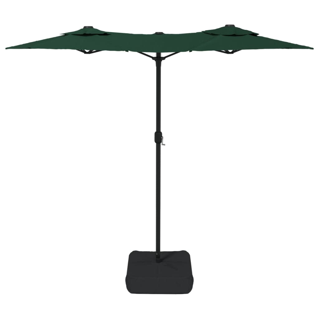 Parasol dubbel met LED's 316x240 cm azuurblauw