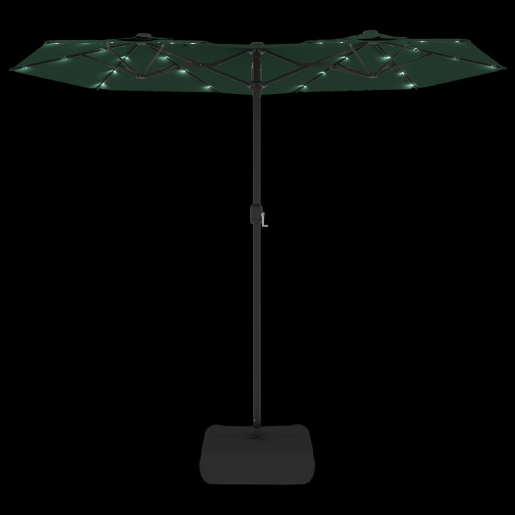 Parasol dubbel met LED's 316x240 cm azuurblauw