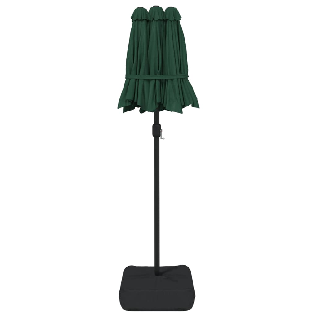 Parasol dubbel met LED's 316x240 cm azuurblauw