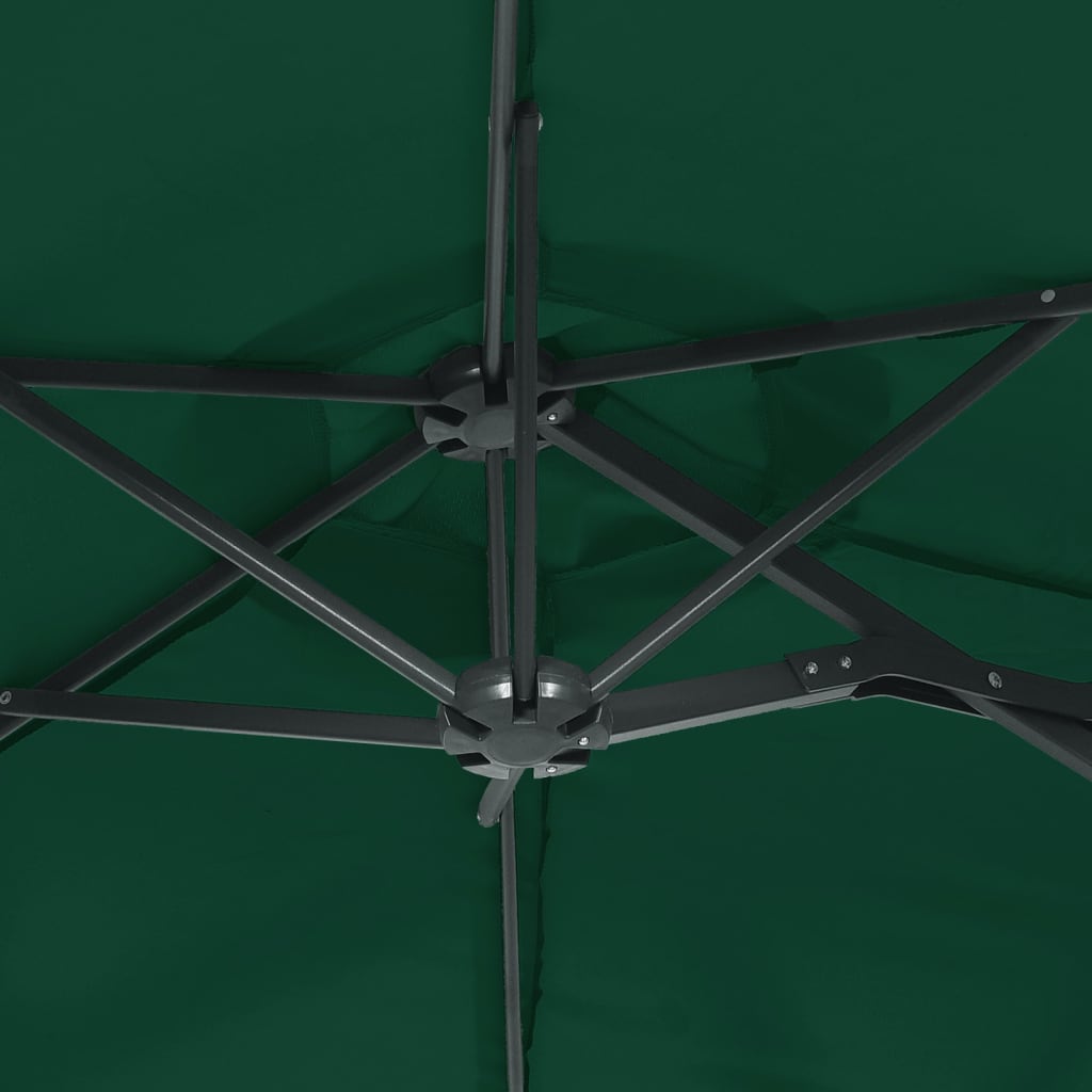 Parasol dubbel met LED's 316x240 cm azuurblauw