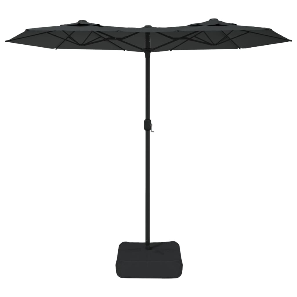 Parasol dubbel met LED's 316x240 cm azuurblauw