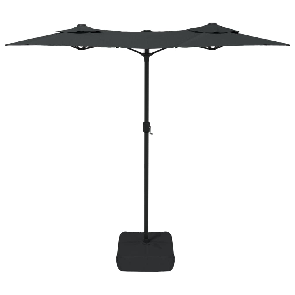 Parasol dubbel met LED's 316x240 cm azuurblauw