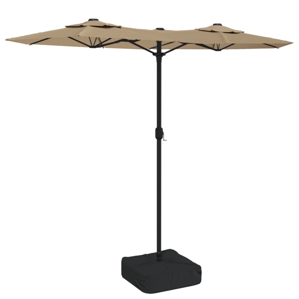 Parasol dubbel met LED's 316x240 cm azuurblauw