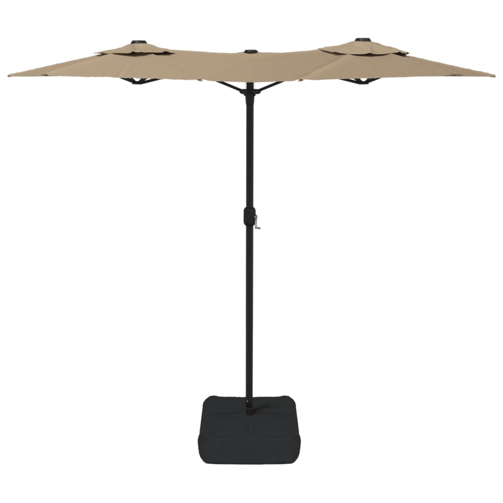 Parasol dubbel met LED's 316x240 cm azuurblauw