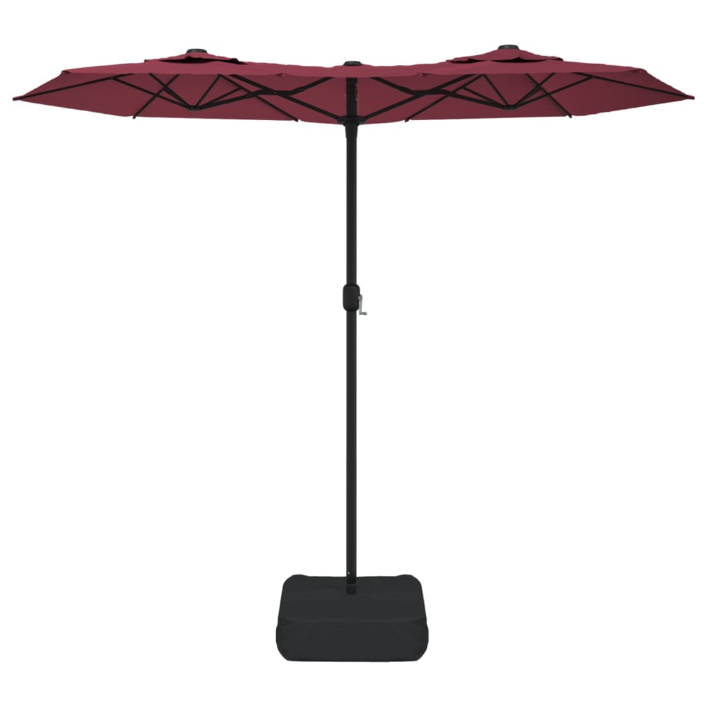 Parasol dubbel met LED's 316x240 cm azuurblauw