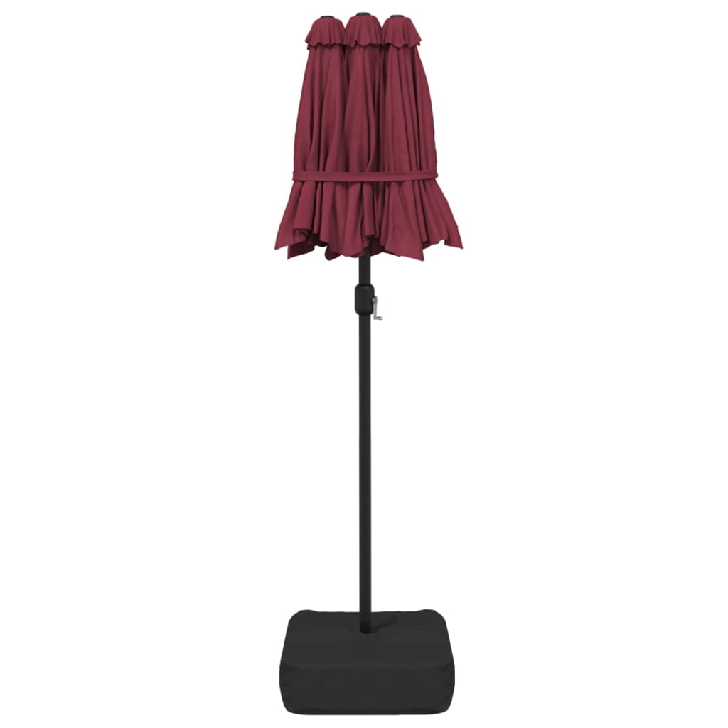 Parasol dubbel met LED's 316x240 cm azuurblauw