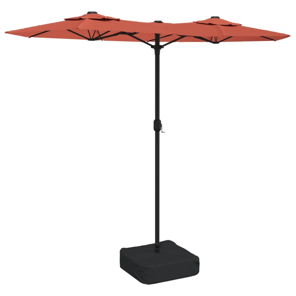 Parasol dubbel met LED's 316x240 cm azuurblauw