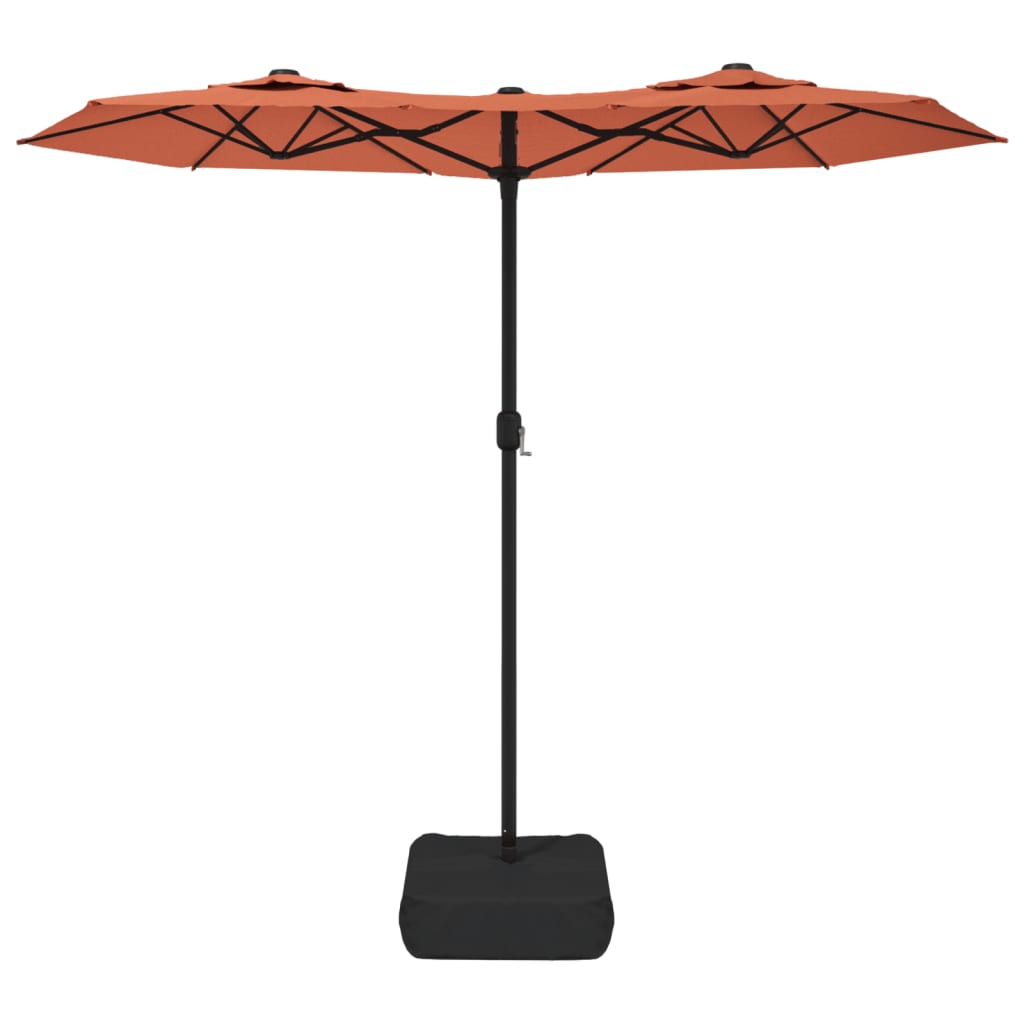 Parasol dubbel met LED's 316x240 cm azuurblauw