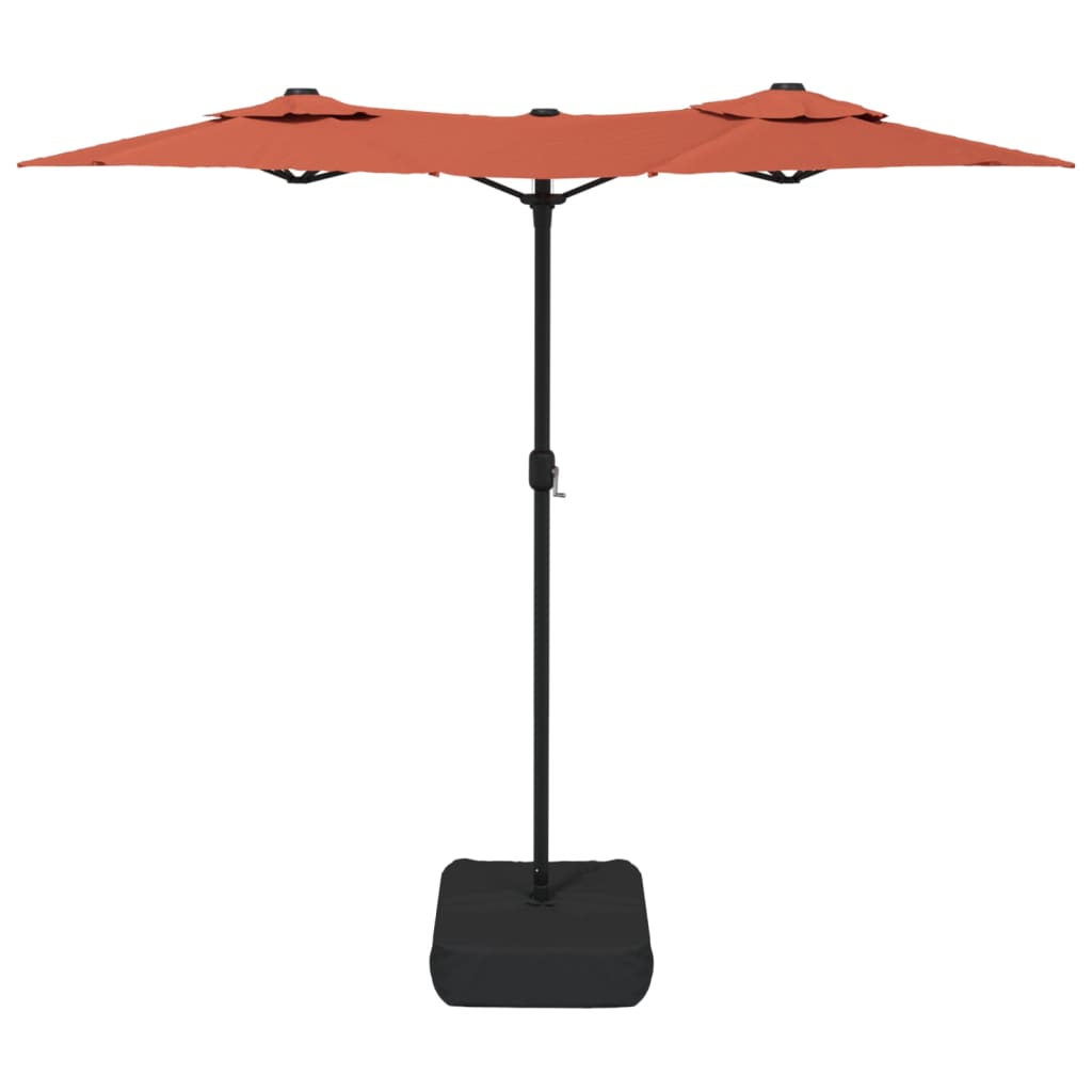 Parasol dubbel met LED's 316x240 cm azuurblauw