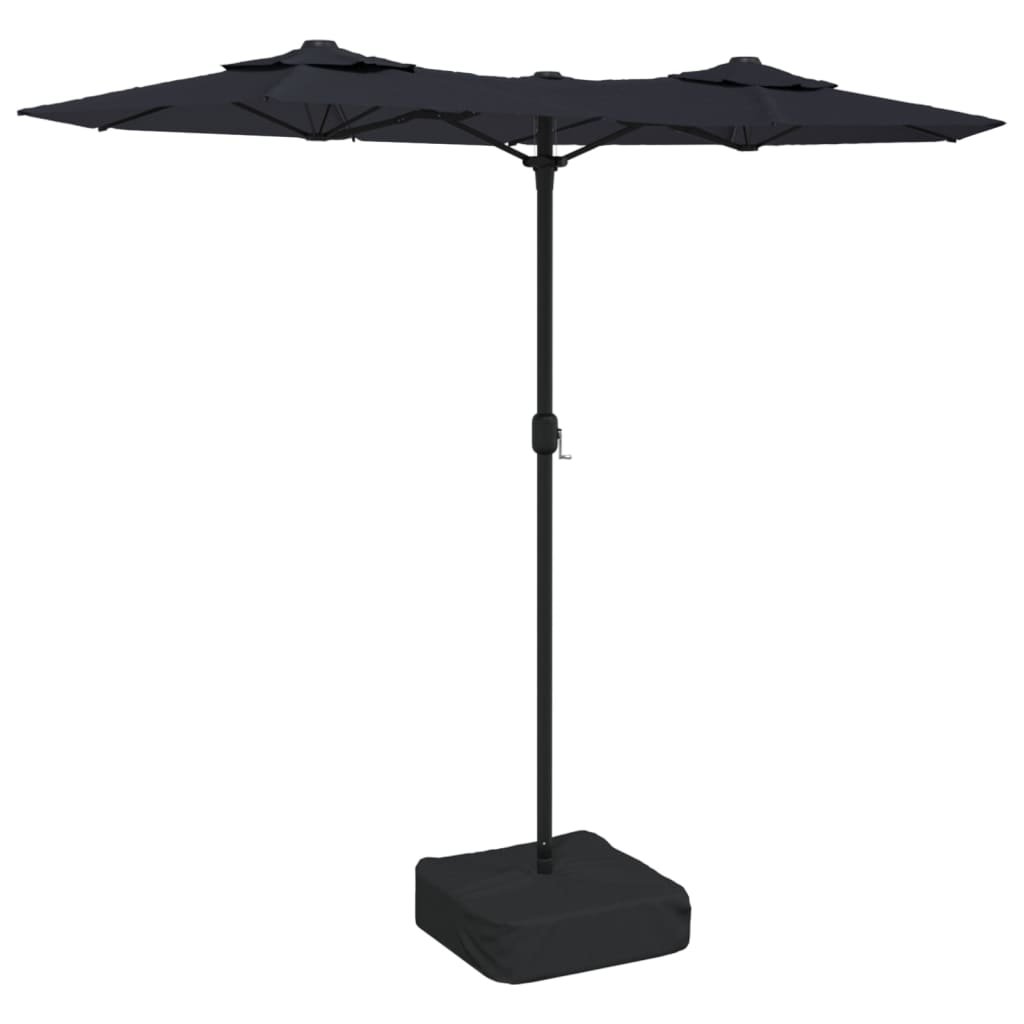 Parasol dubbel met LED's 316x240 cm azuurblauw