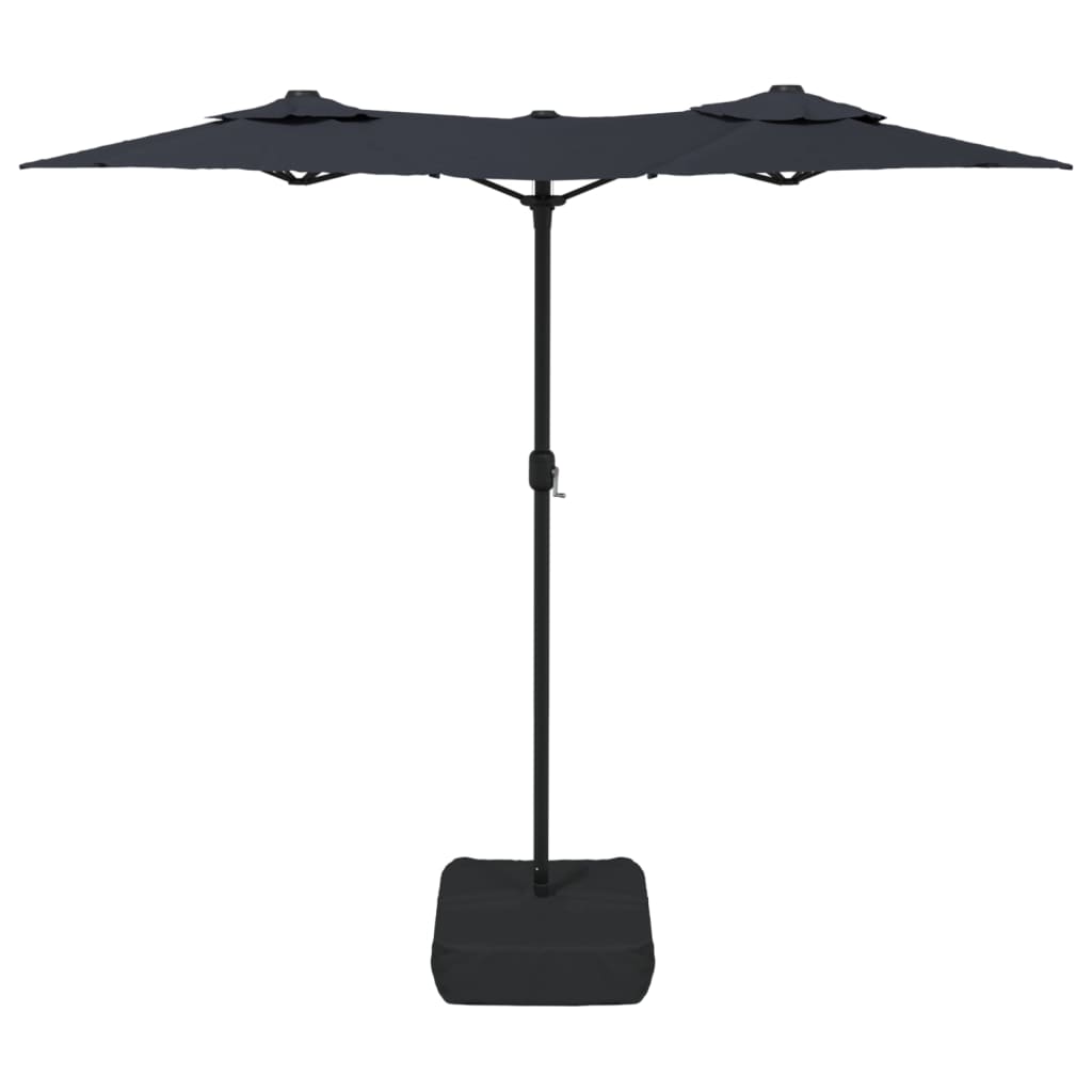 Parasol dubbel met LED's 316x240 cm azuurblauw