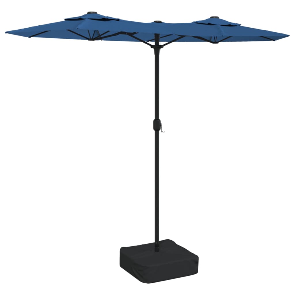 Parasol dubbel met LED's 316x240 cm azuurblauw