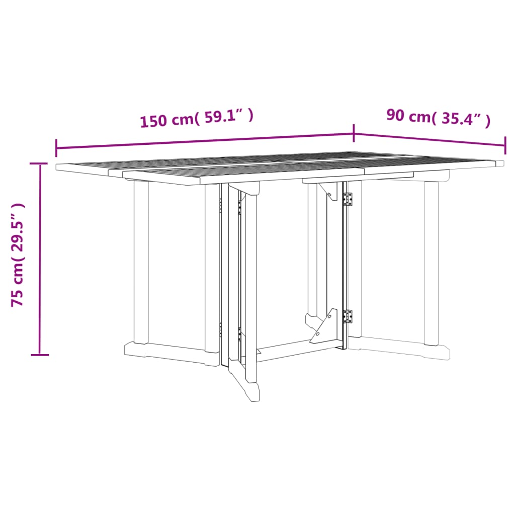 Tuintafel inklapbaar 120x70x75 cm massief teakhout