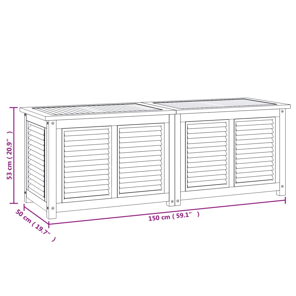 Tuinbox met zak 200x50x53 cm massief teakhout