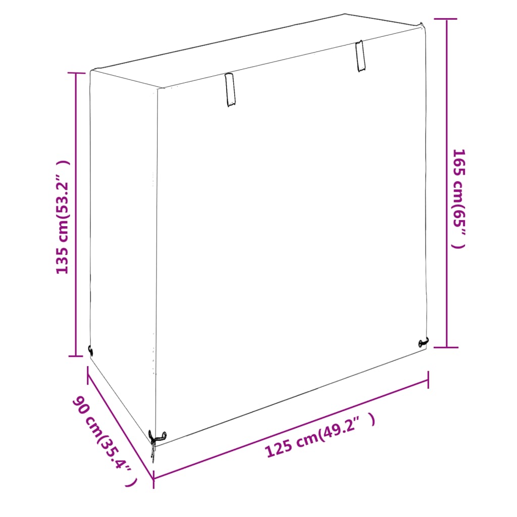 Schommelbankhoezen 2 st 10 oogjes 2 ritsen 255x145x170 cm