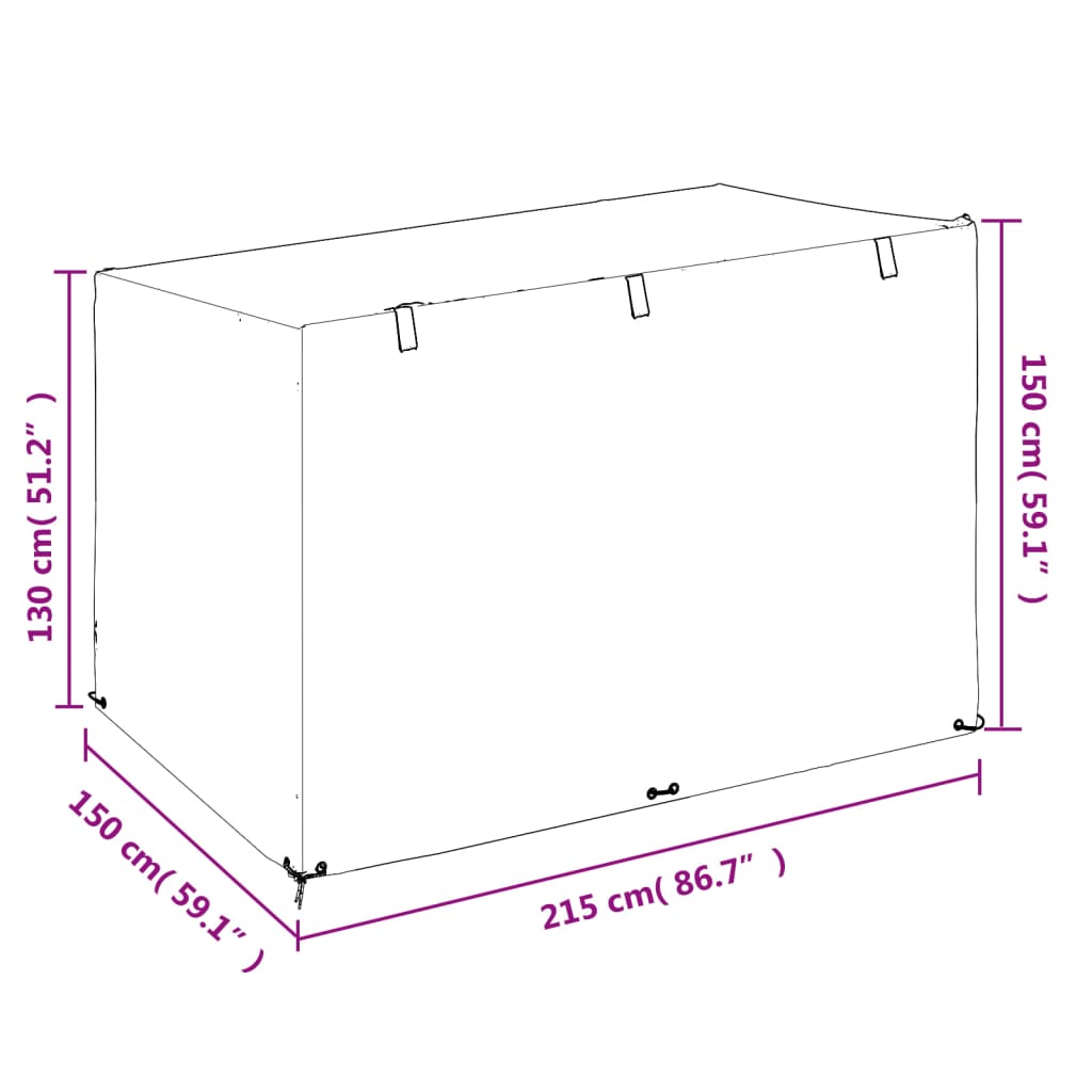 Schommelbankhoezen 2 st 10 oogjes 2 ritsen 255x145x170 cm