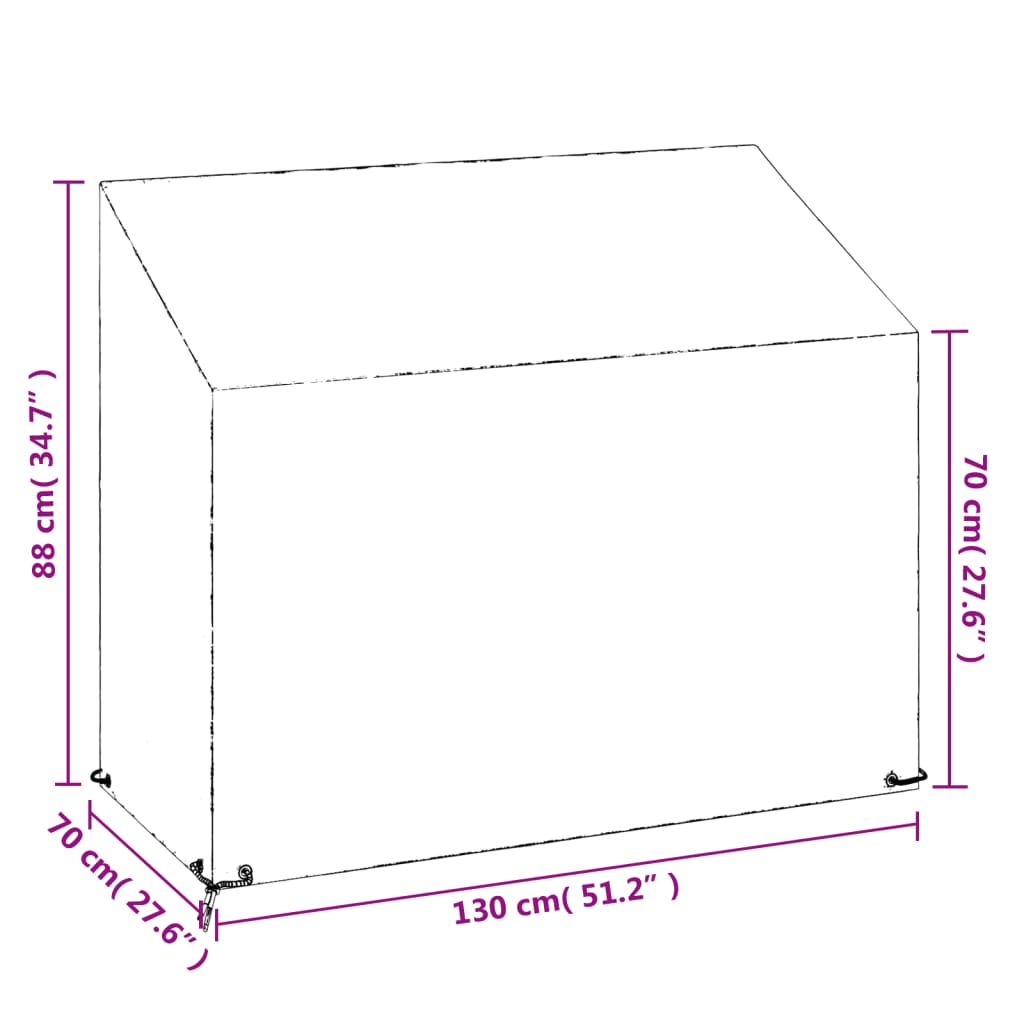 Tuinbankhoezen 2 st 8 oogjes 130x70x70/88 cm polyetheen