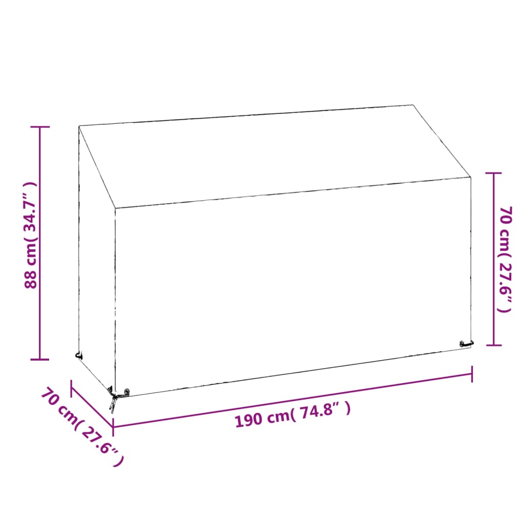 Tuinbankhoezen 2 st 8 oogjes 130x70x70/88 cm polyetheen