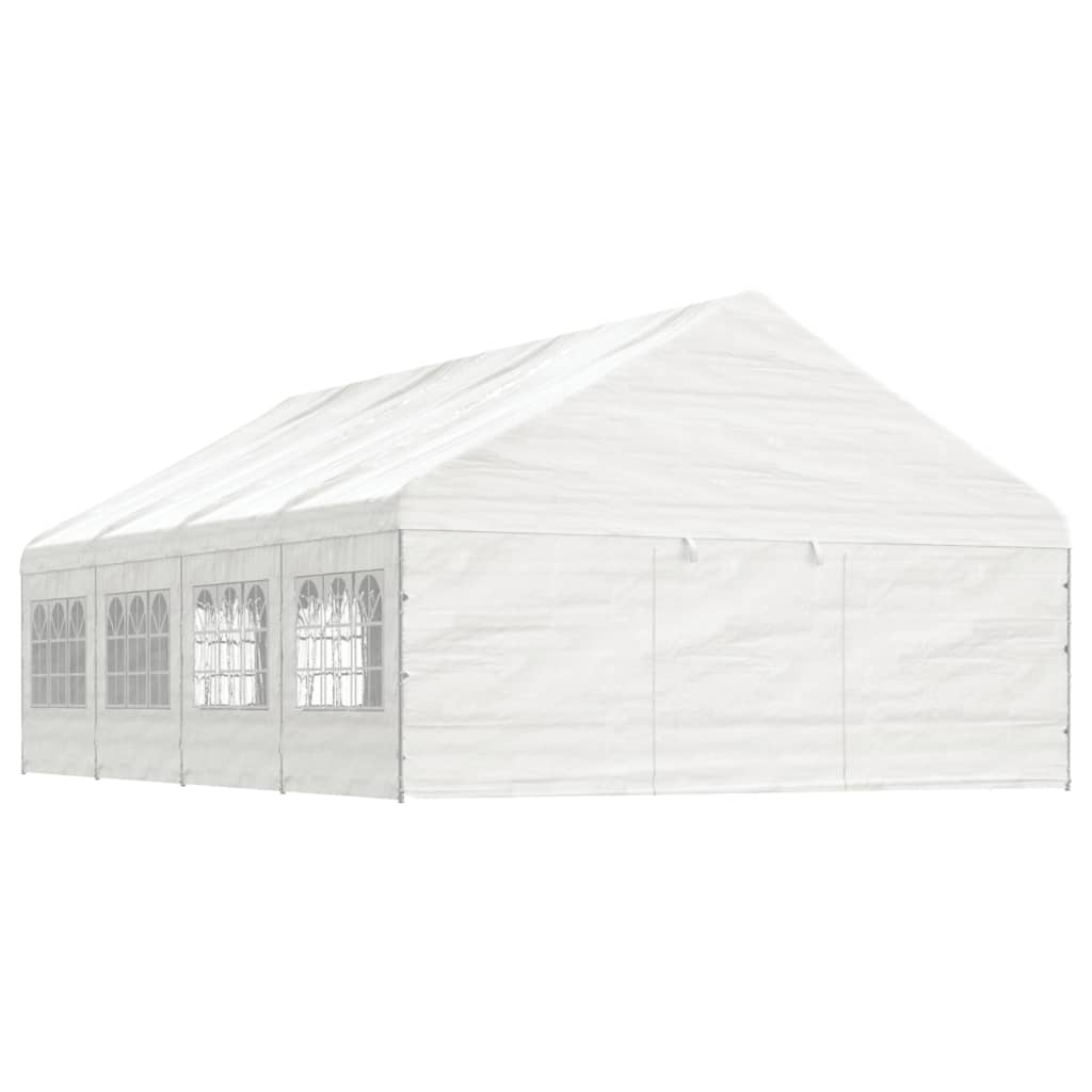 Prieel met dak 5,88x2,23x3,75 m polyetheen wit