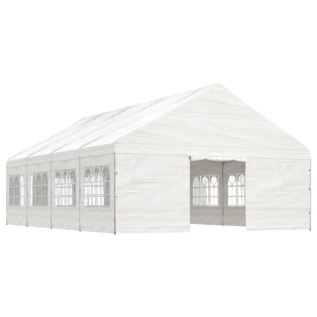 Prieel met dak 17,84x5,88x3,75 m polyetheen wit