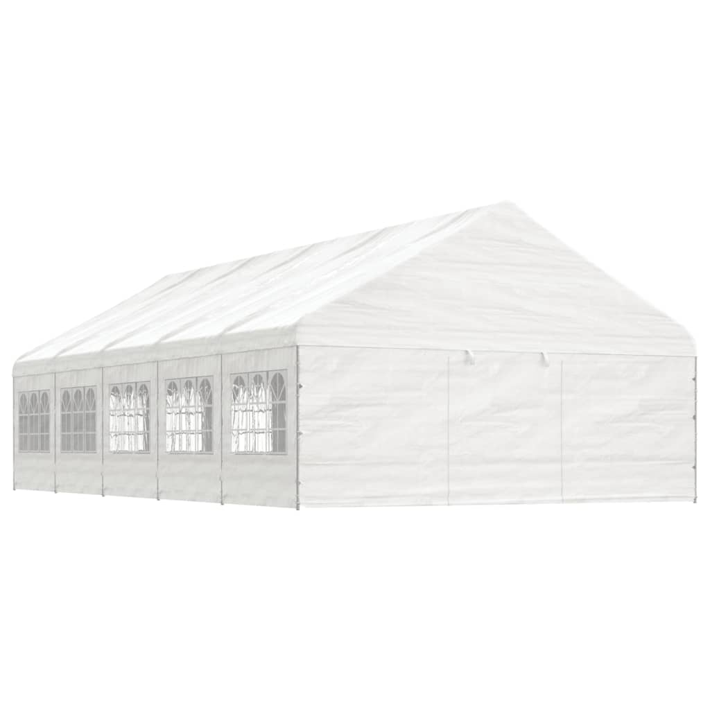 Prieel met dak 5,88x2,23x3,75 m polyetheen wit