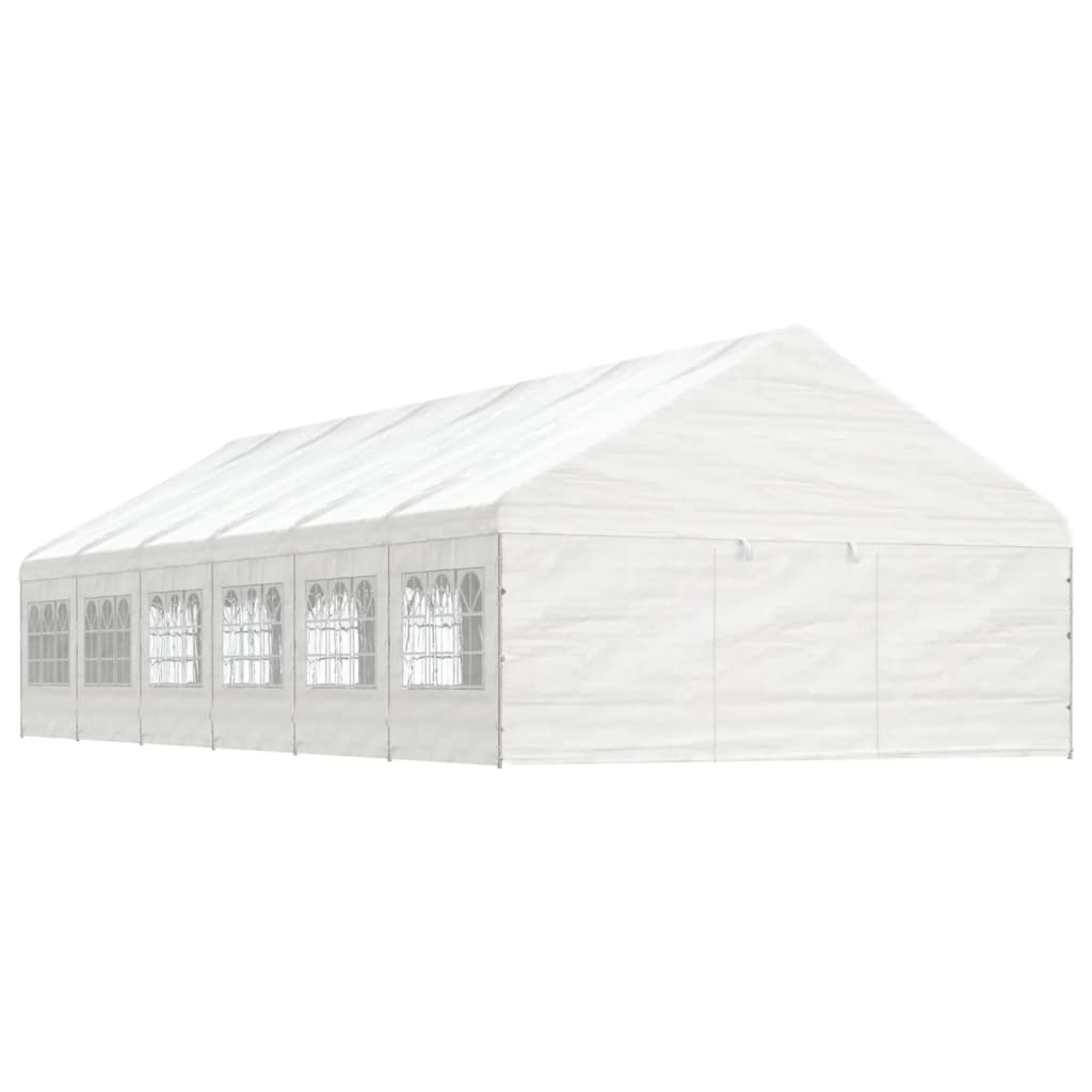 Prieel met dak 17,84x5,88x3,75 m polyetheen wit