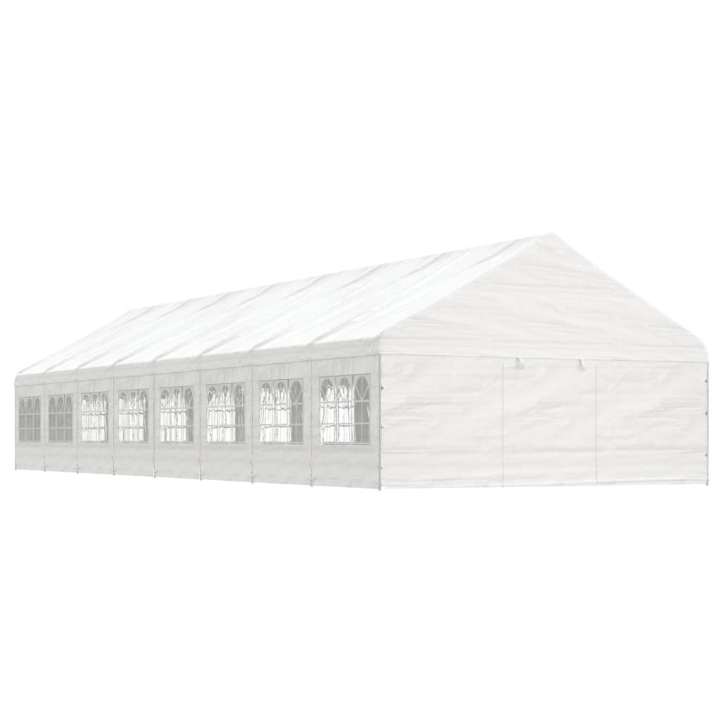 Prieel met dak 5,88x2,23x3,75 m polyetheen wit