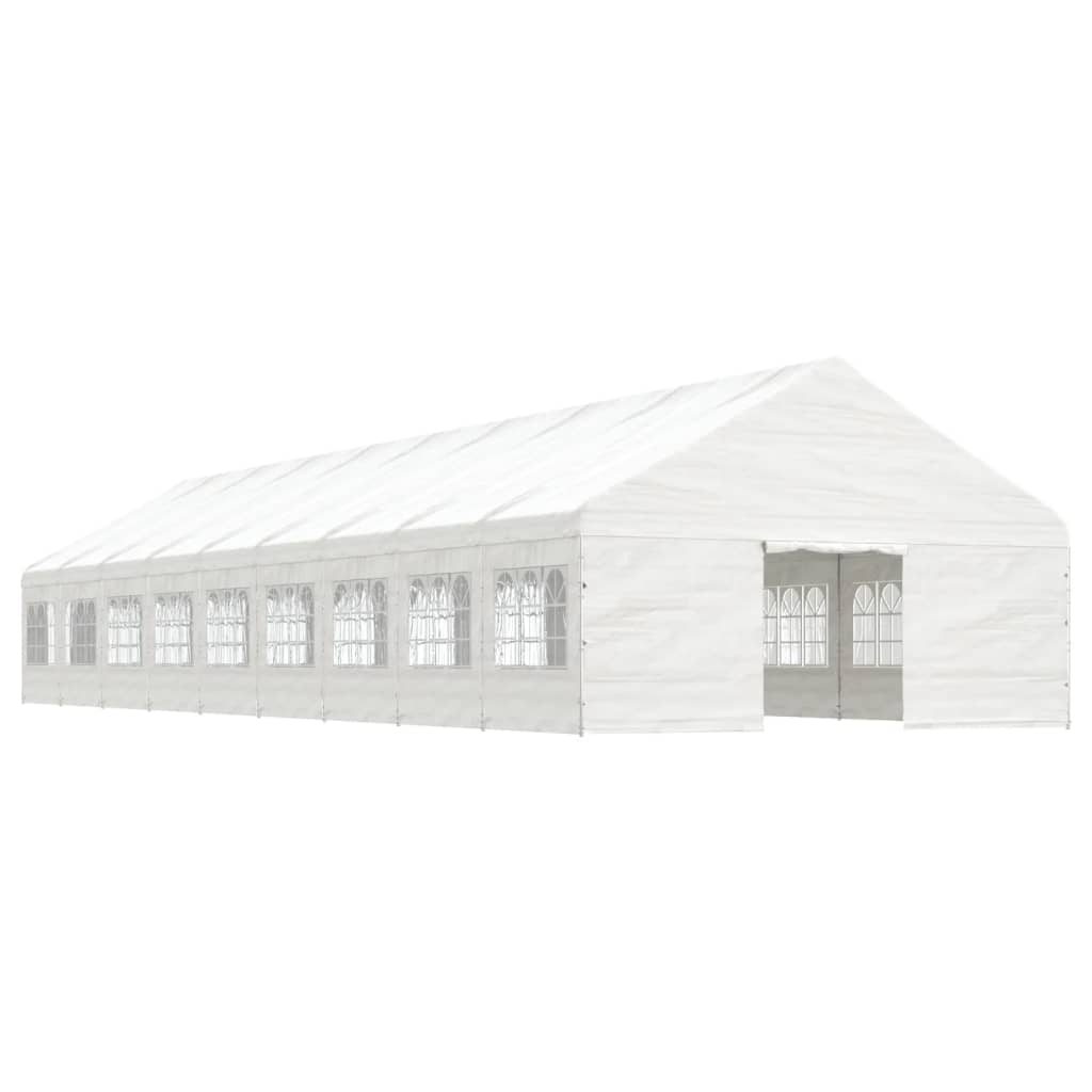 Prieel met dak 17,84x5,88x3,75 m polyetheen wit