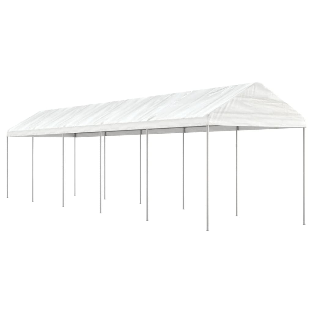 Prieel met dak 6,69x2,28x2,69 m polyetheen wit