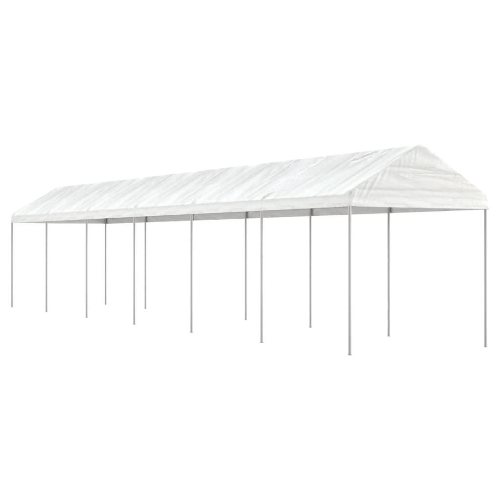 Prieel met dak 6,69x2,28x2,69 m polyetheen wit