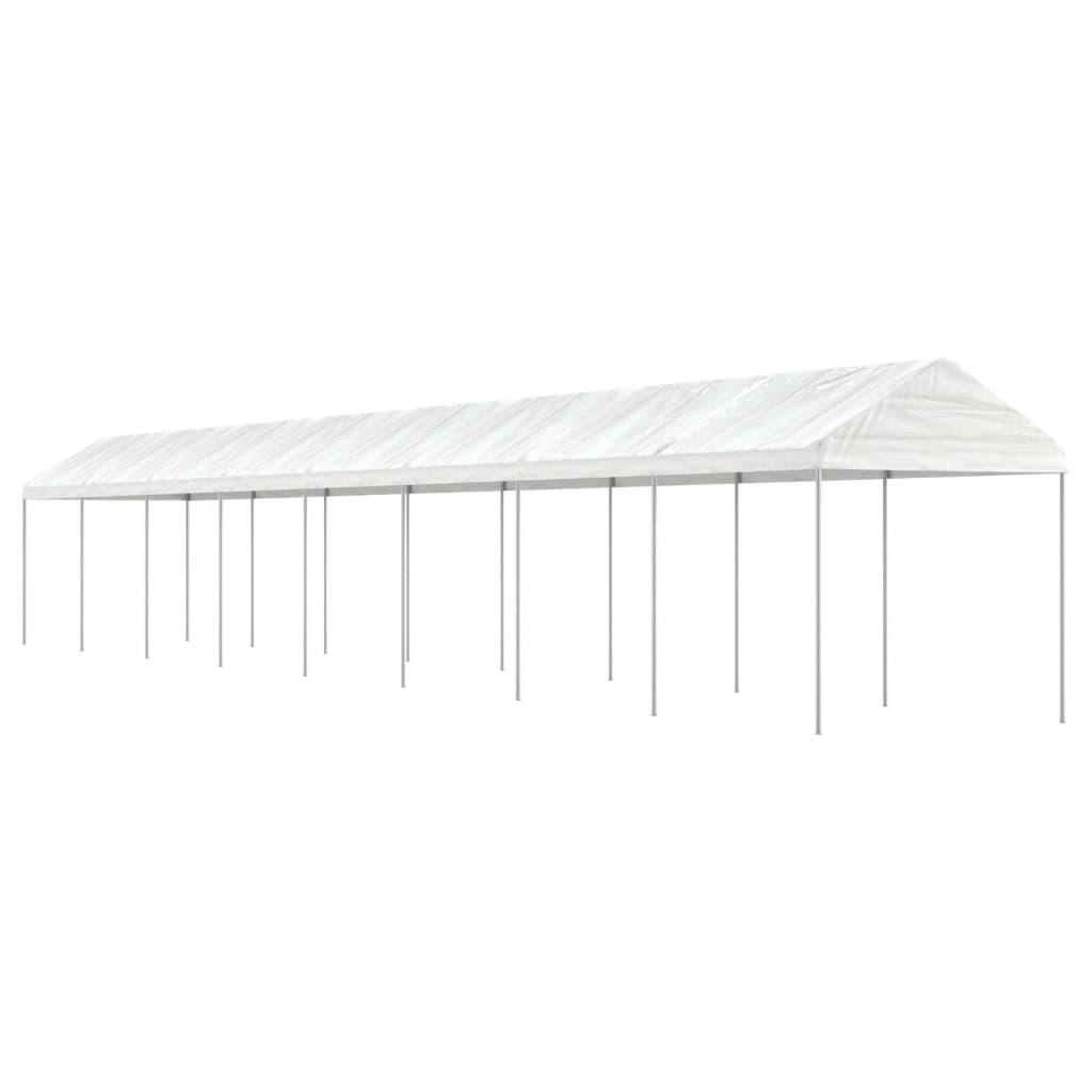 Prieel met dak 6,69x2,28x2,69 m polyetheen wit