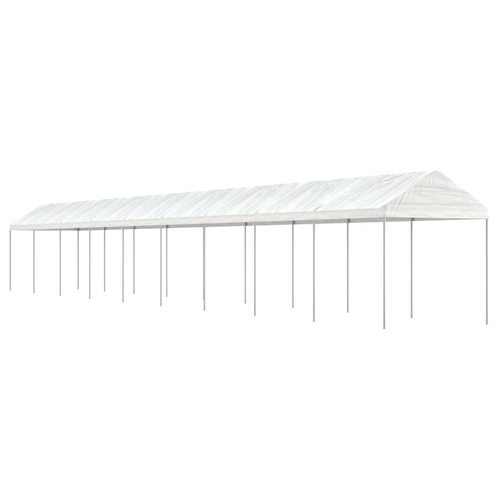 Prieel met dak 6,69x2,28x2,69 m polyetheen wit